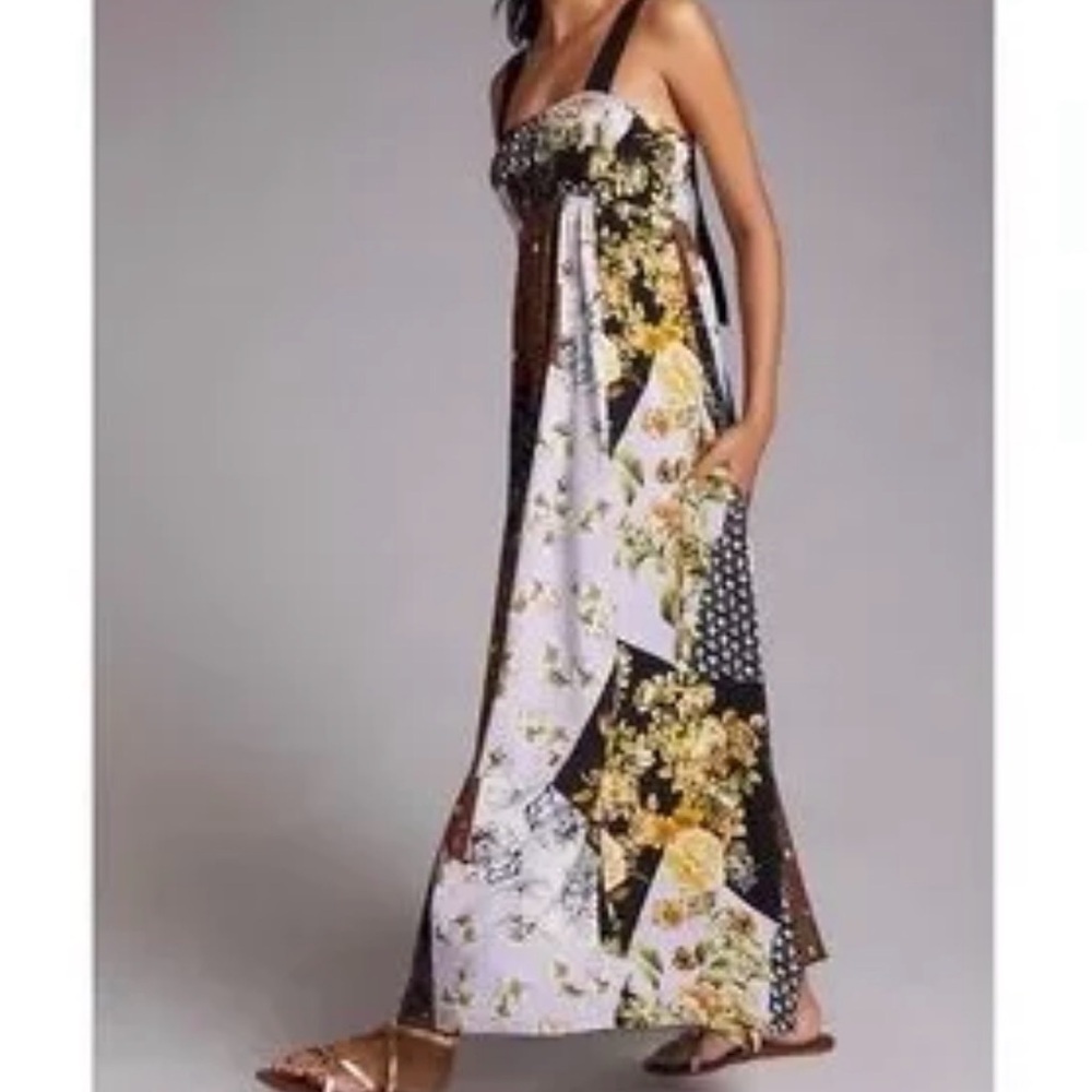 Anthropologie Maeve Patchwork Floral Maxi dress Women’s Petite Medium Purple